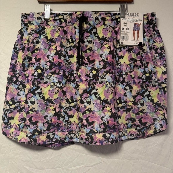 RBX Pants - RBX Live Life Active Women Stretch Woven Skort Purple Floral Large 17 Inch NEW